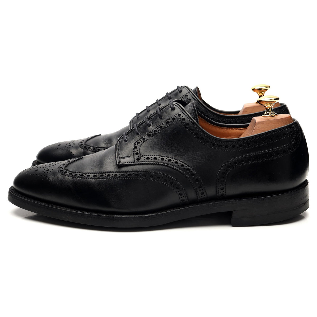 &#39;Swansea&#39; Black Leather Derby Brogue UK 10 E