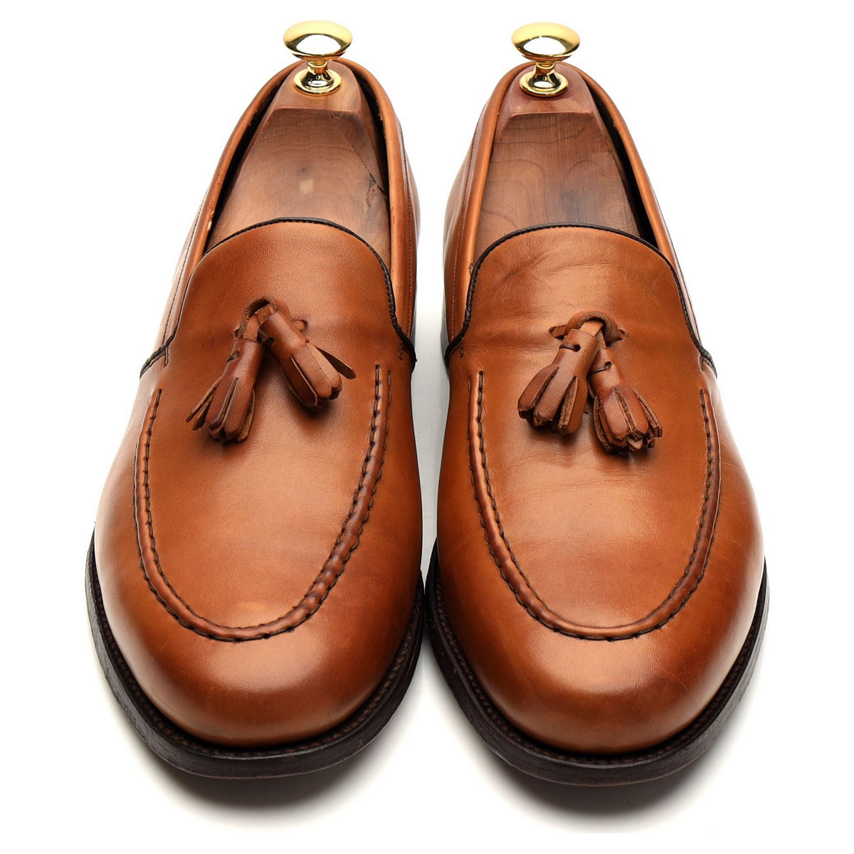 &#39;Ramsden&#39; Tan Brown Leather Tassel Loafer UK 9 F