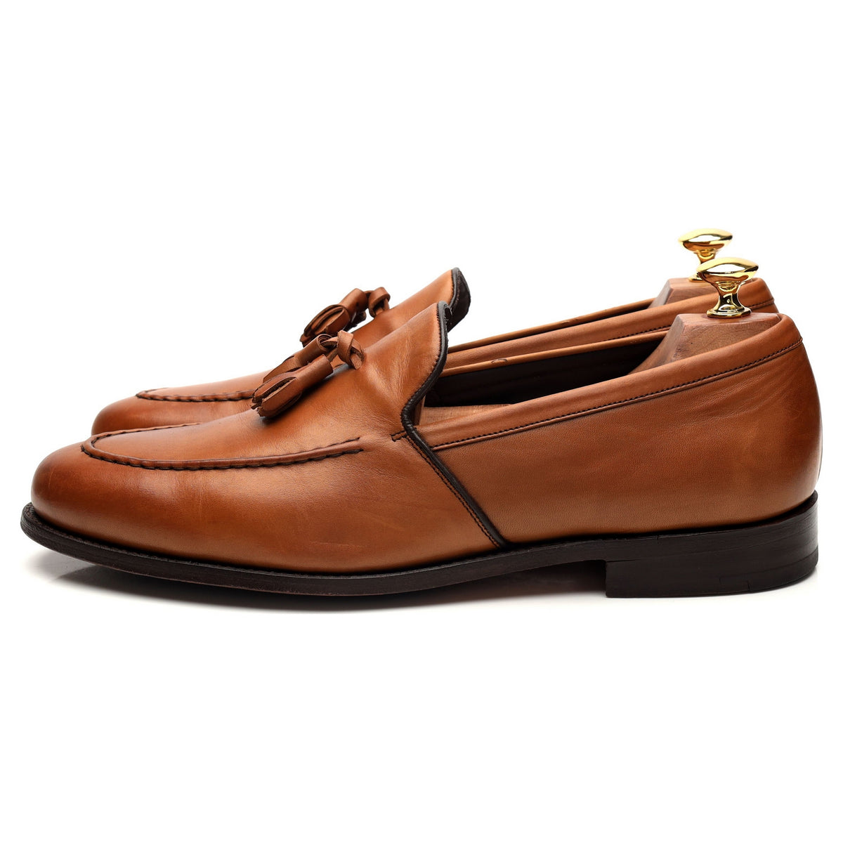 &#39;Ramsden&#39; Tan Brown Leather Tassel Loafer UK 9 F