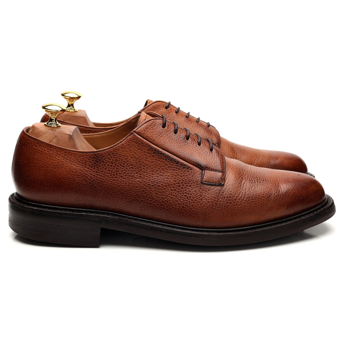 &#39;Deal&#39; Tan Brown Grain Leather Derby UK 10 F