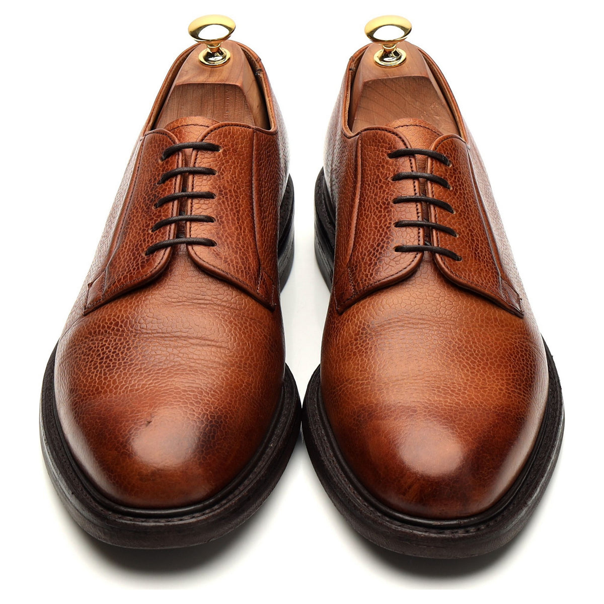 &#39;Deal&#39; Tan Brown Grain Leather Derby UK 10 F