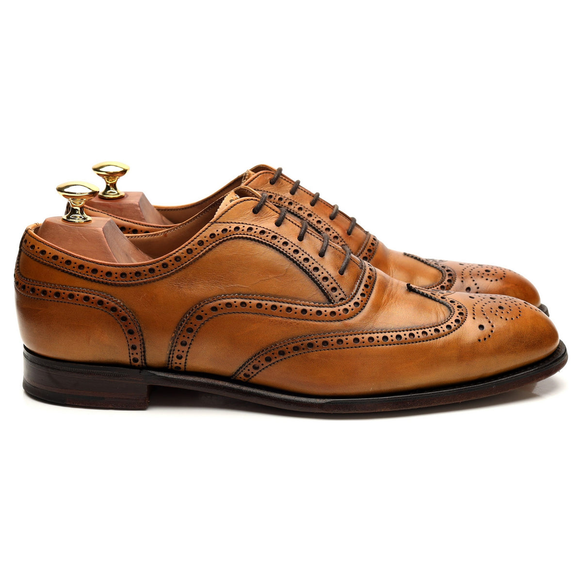 &#39;Arthur lll&#39; Tan Brown Leather Oxford Brogue UK 8.5 F