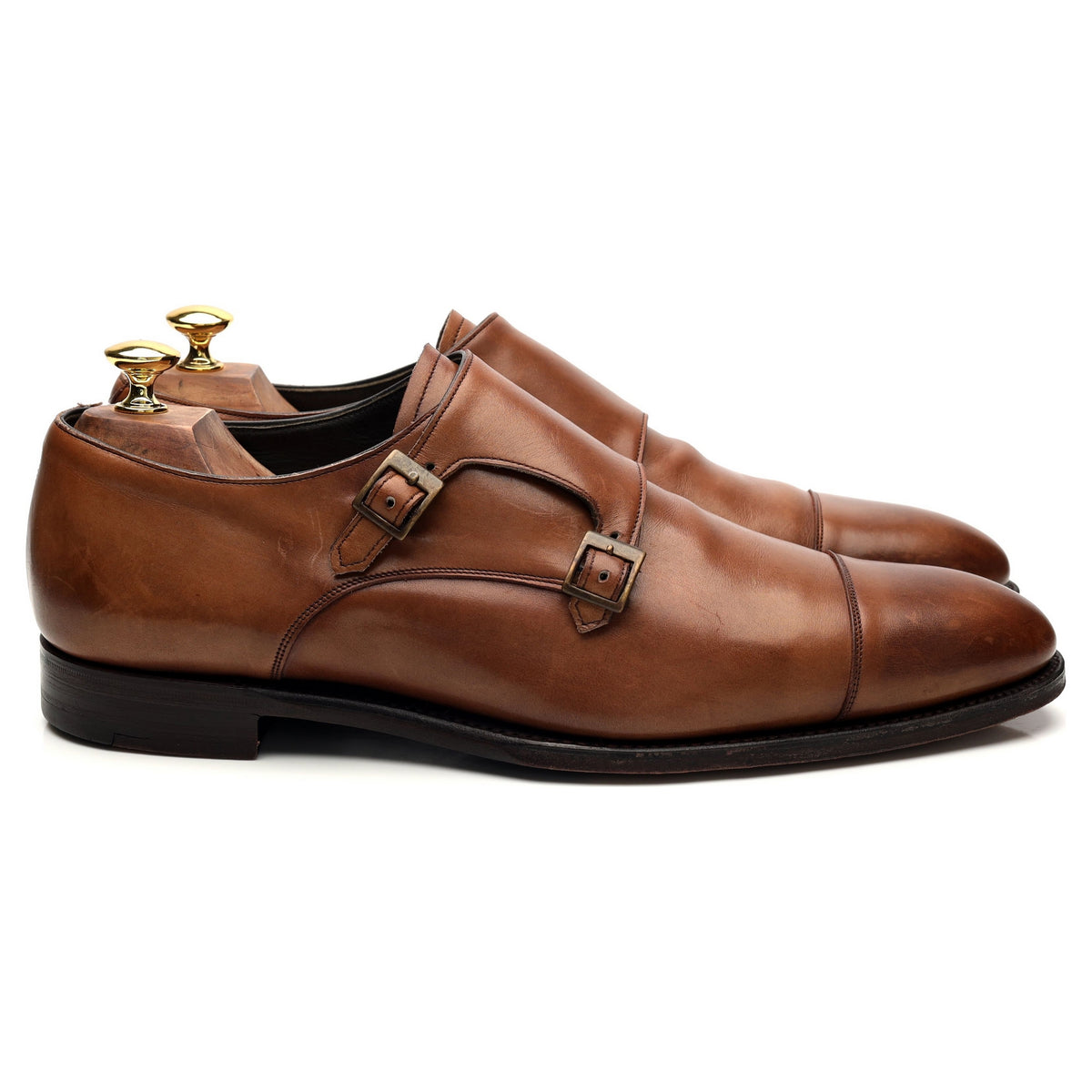 &#39;Holyrood&#39; Brown Leather Double Monk Strap UK 10 F