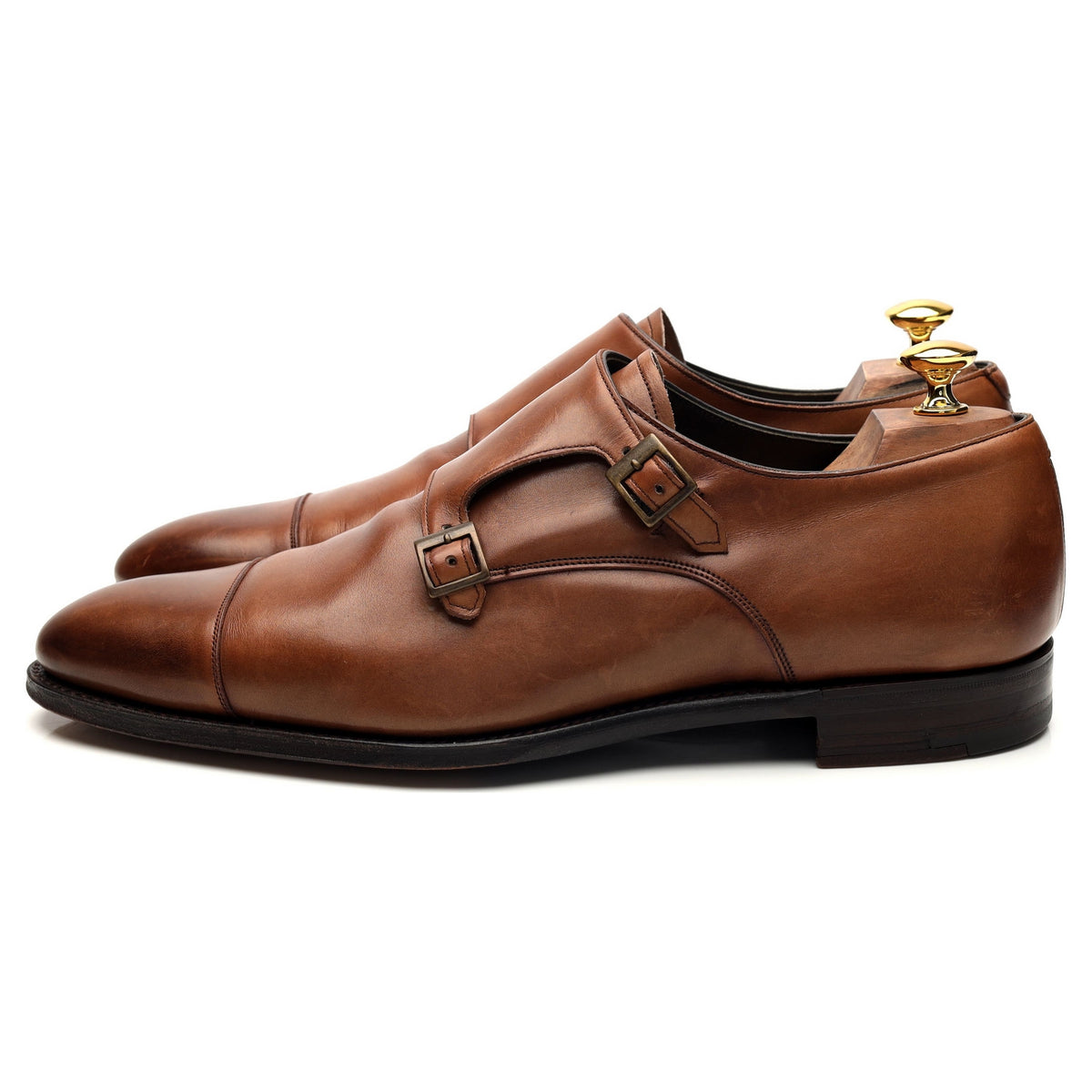 &#39;Holyrood&#39; Brown Leather Double Monk Strap UK 10 F