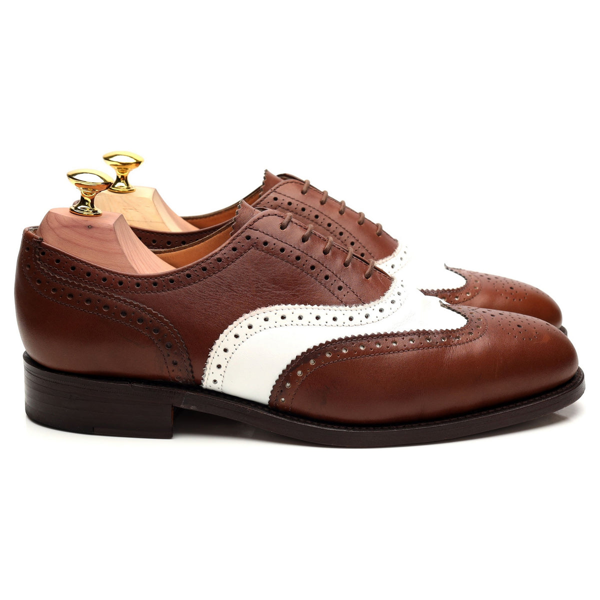 Two Tone Brown and White Leather Oxford Brogues UK 7