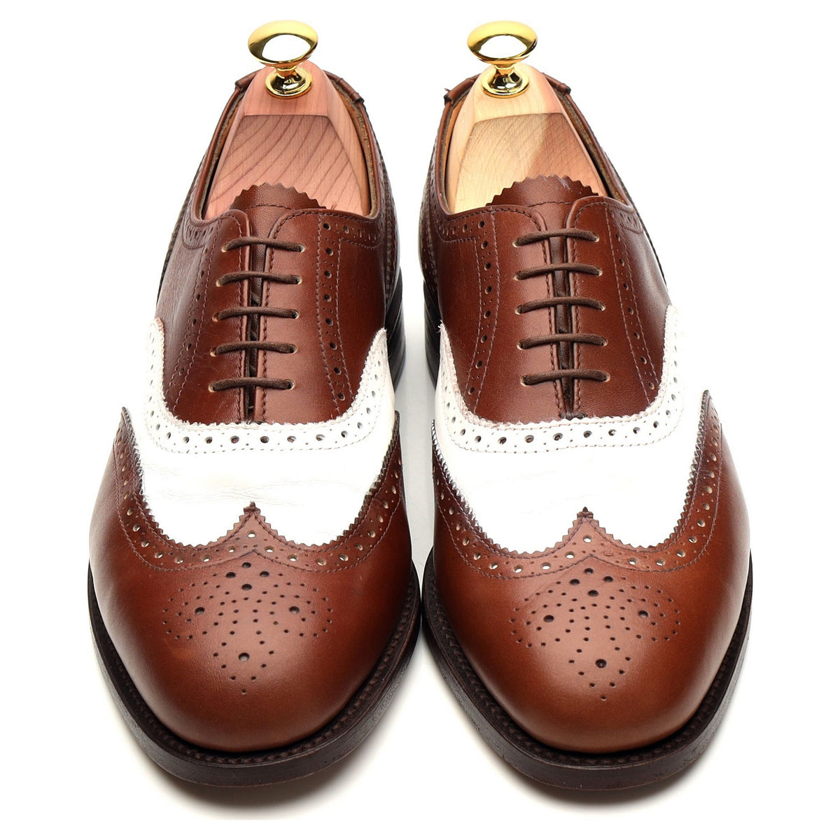 Two Tone Brown and White Leather Oxford Brogues UK 7