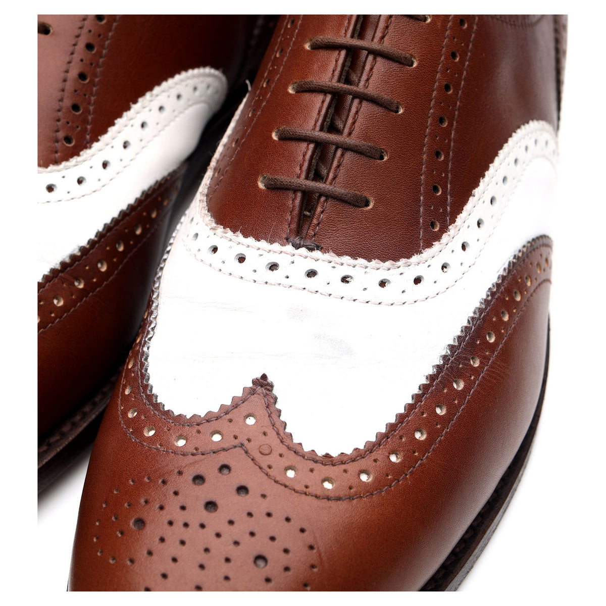 Two Tone Brown and White Leather Oxford Brogues UK 7