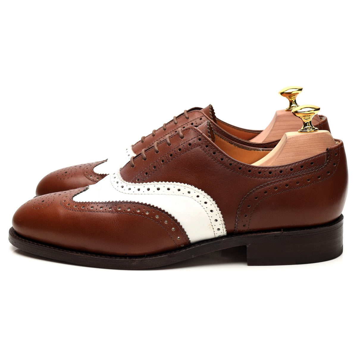 Two Tone Brown and White Leather Oxford Brogues UK 7