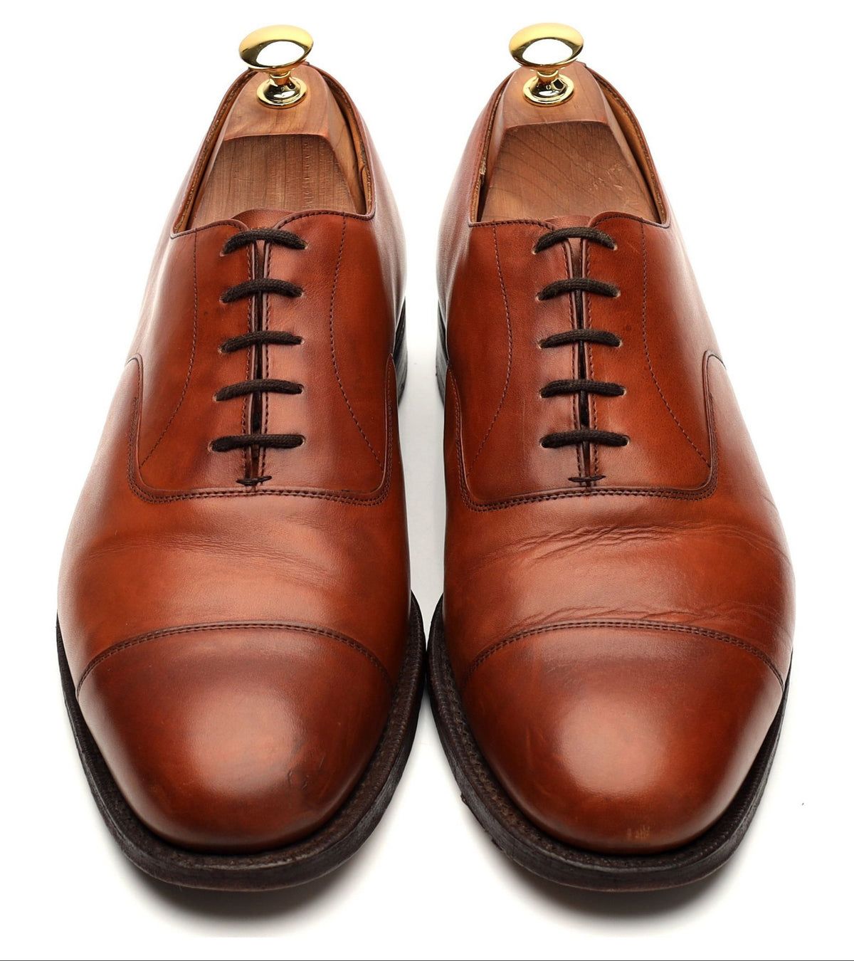 &#39;Consul&#39; Tan Brown Leather Oxford UK 9.5 F