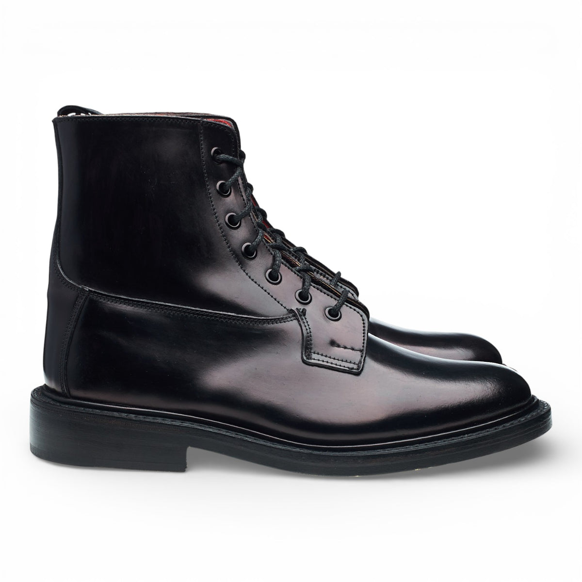 'Burford' Black Cordovan Leather Boots UK 7.5