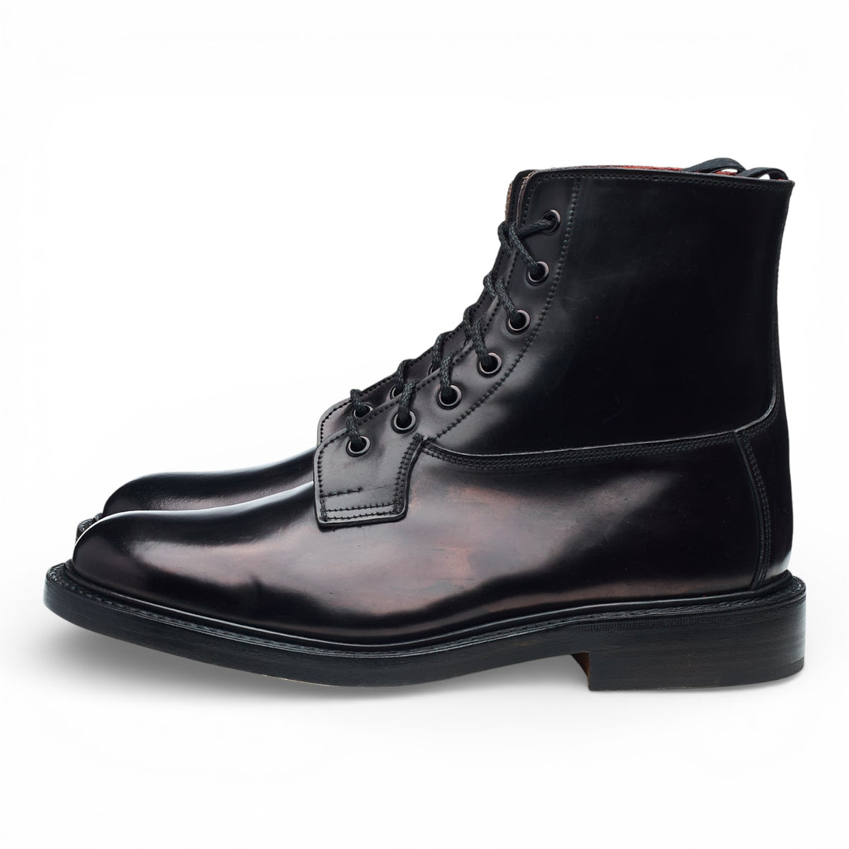 'Burford' Black Cordovan Leather Boots UK 7.5
