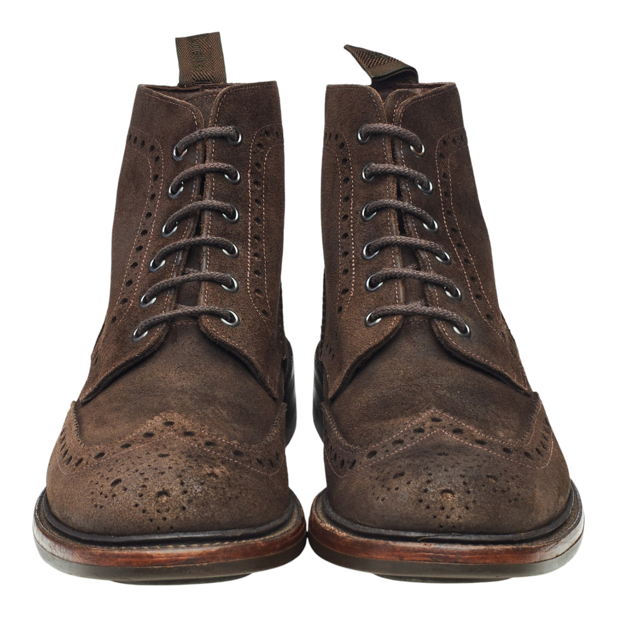 1880 'Bedale' Dark Brown Waxed Suede Brogue Boots UK 7.5 G
