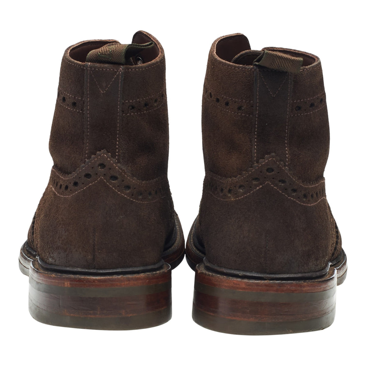 1880 'Bedale' Dark Brown Waxed Suede Brogue Boots UK 7.5 G