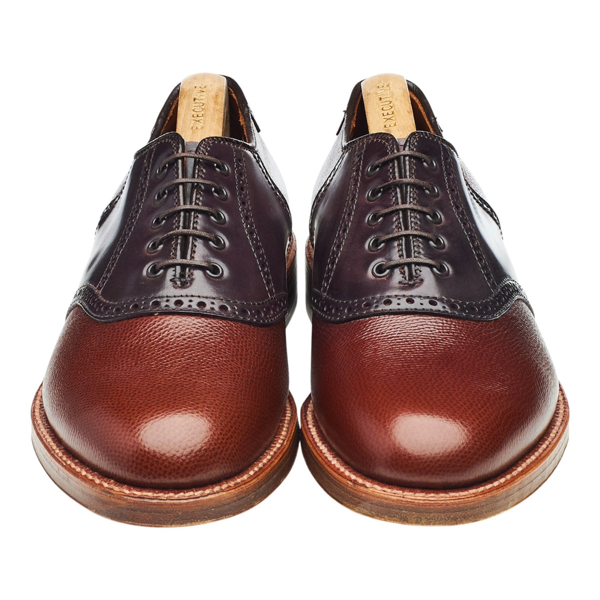 Nordstrom 'D3306' Burgundy Cordovan & Brown Grain Leather Saddle Oxford UK 7.5 US 8 D