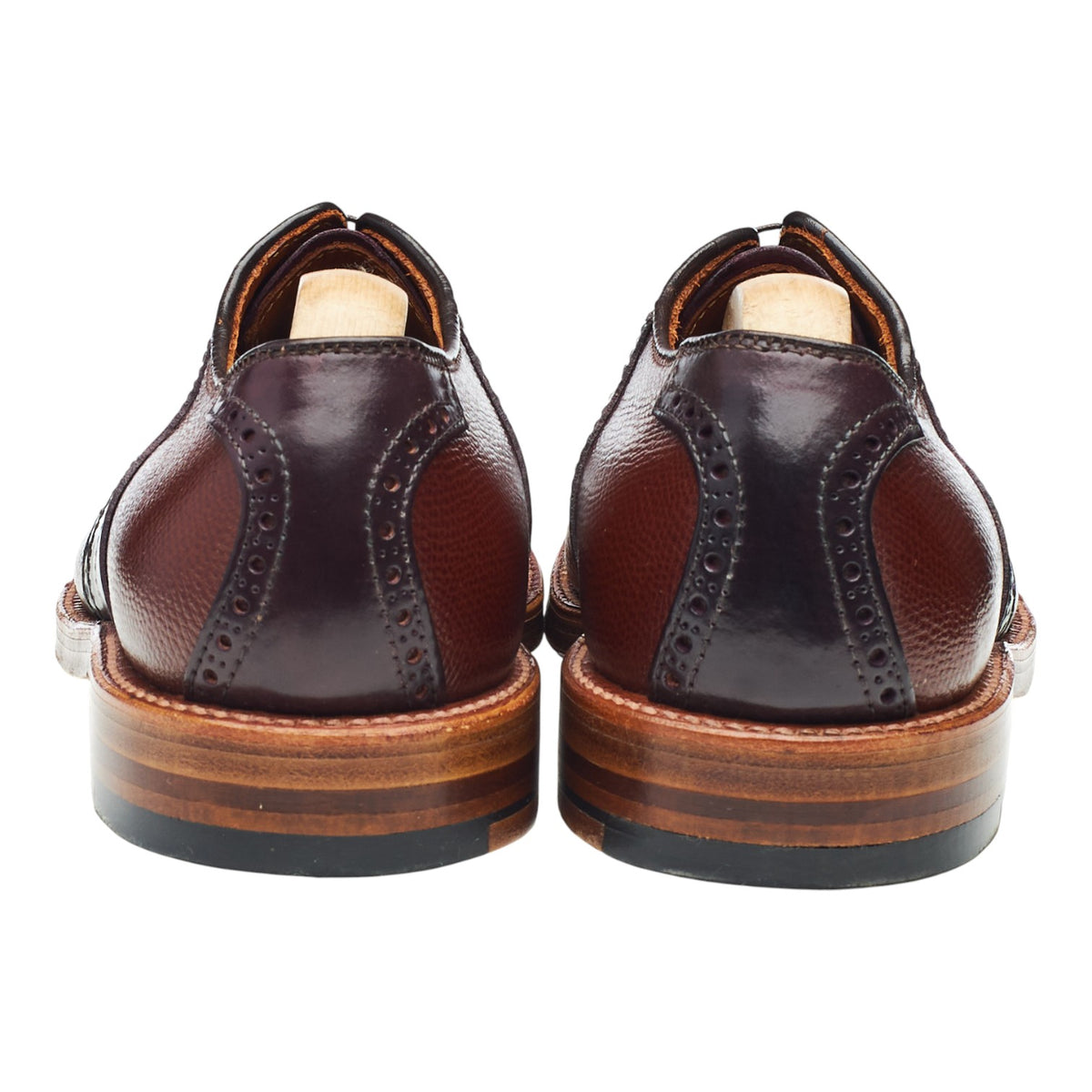 Nordstrom 'D3306' Burgundy Cordovan & Brown Grain Leather Saddle Oxford UK 7.5 US 8 D
