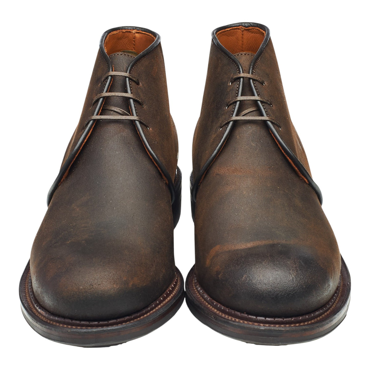 'Uplands' Dark Brown Waxed Leather Chukka Boots UK 6.5 E