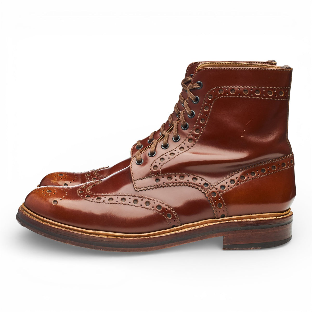'Fred' Brown Leather Brogue Boots UK 10.5 G
