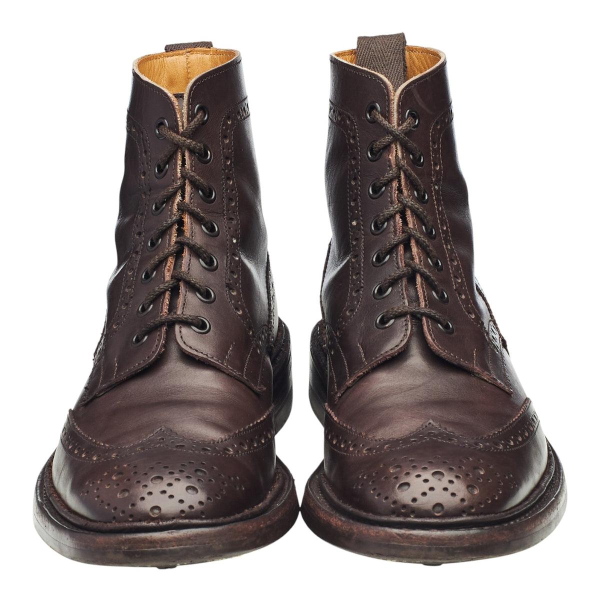 'Stow' Dark Brown Leather Brogue Boots UK 8