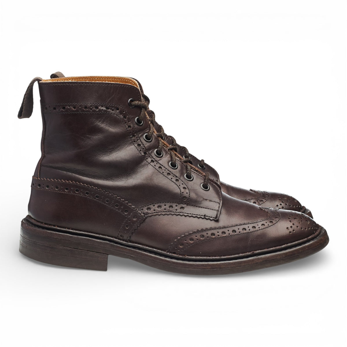 'Stow' Dark Brown Leather Brogue Boots UK 8