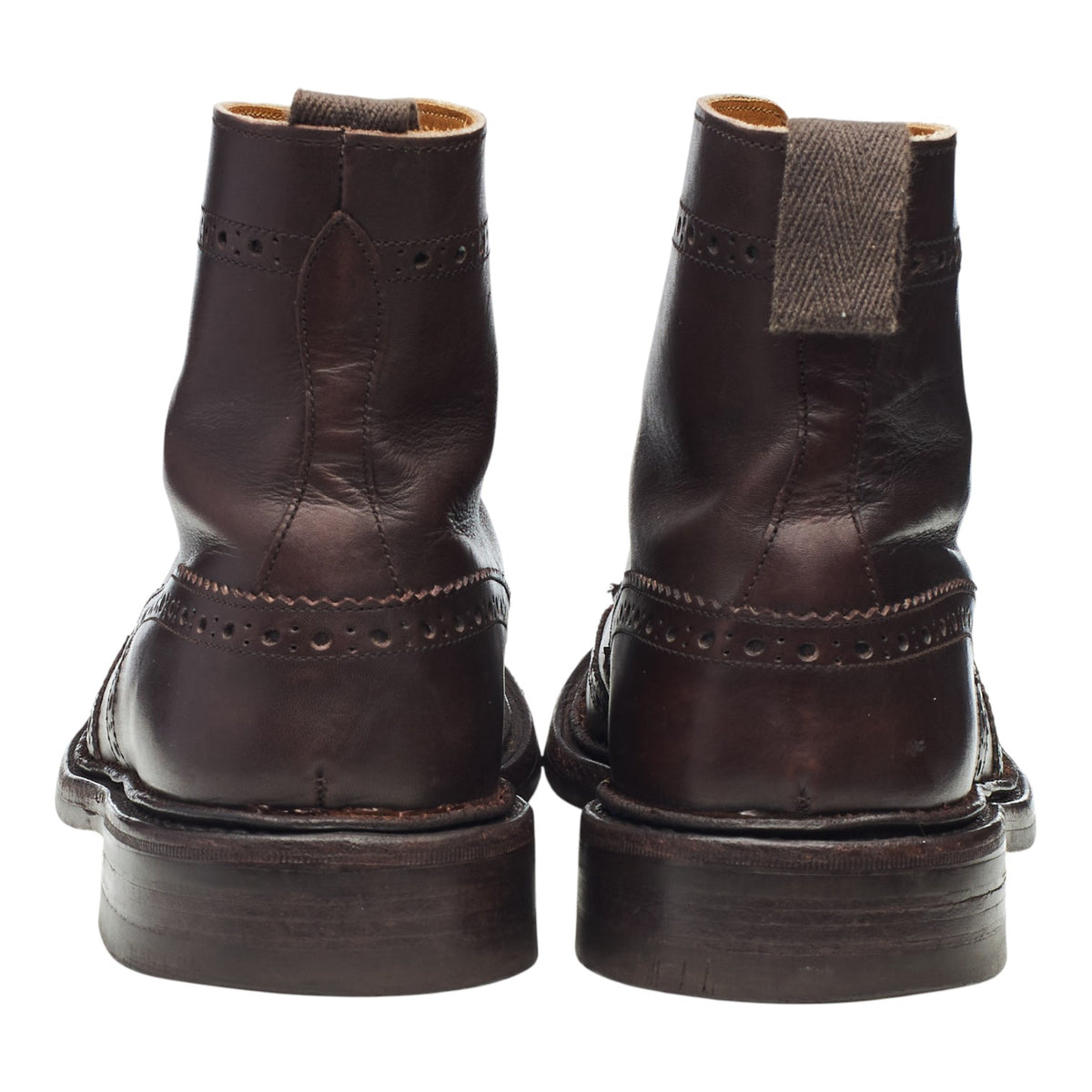 'Stow' Dark Brown Leather Brogue Boots UK 8