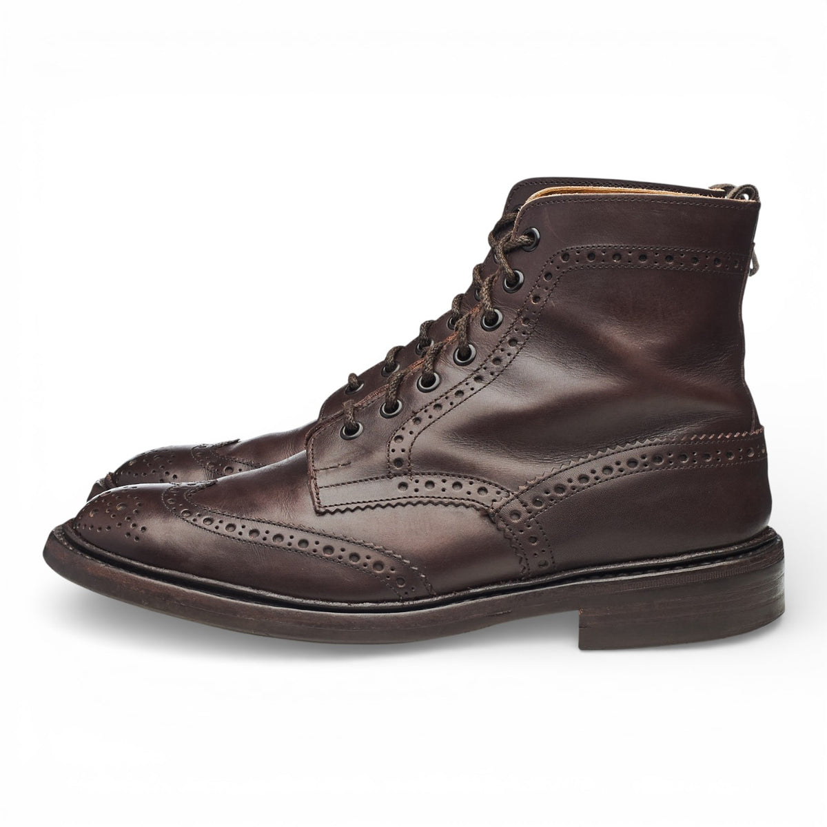 'Stow' Dark Brown Leather Brogue Boots UK 8