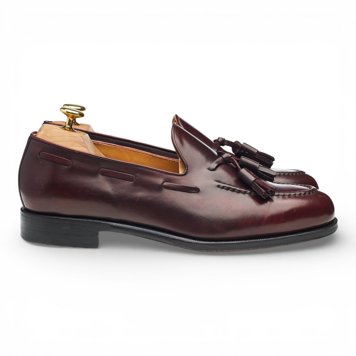 '8491' Burgundy Cordovan Leather Tassel Loafers UK 8