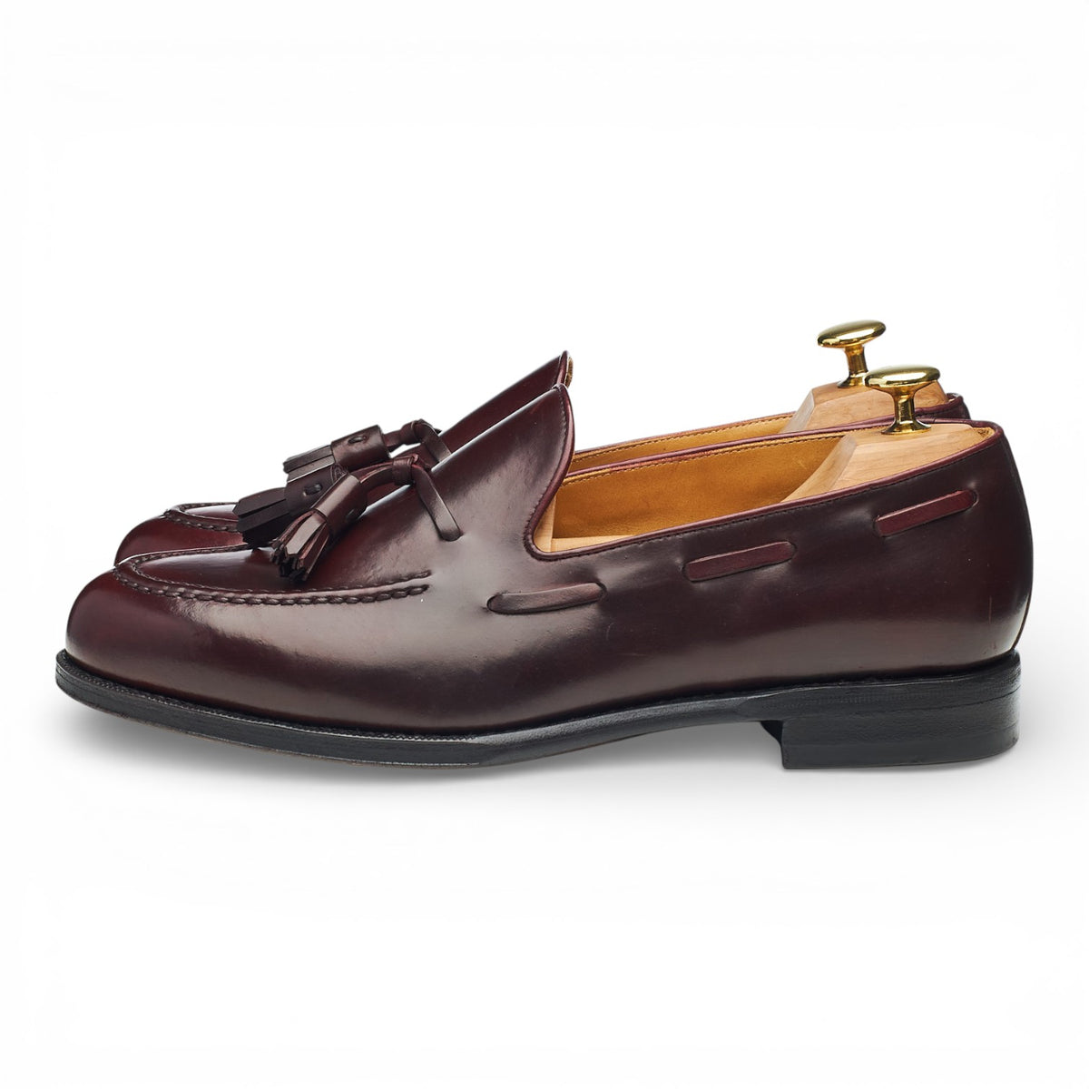 '8491' Burgundy Cordovan Leather Tassel Loafers UK 8