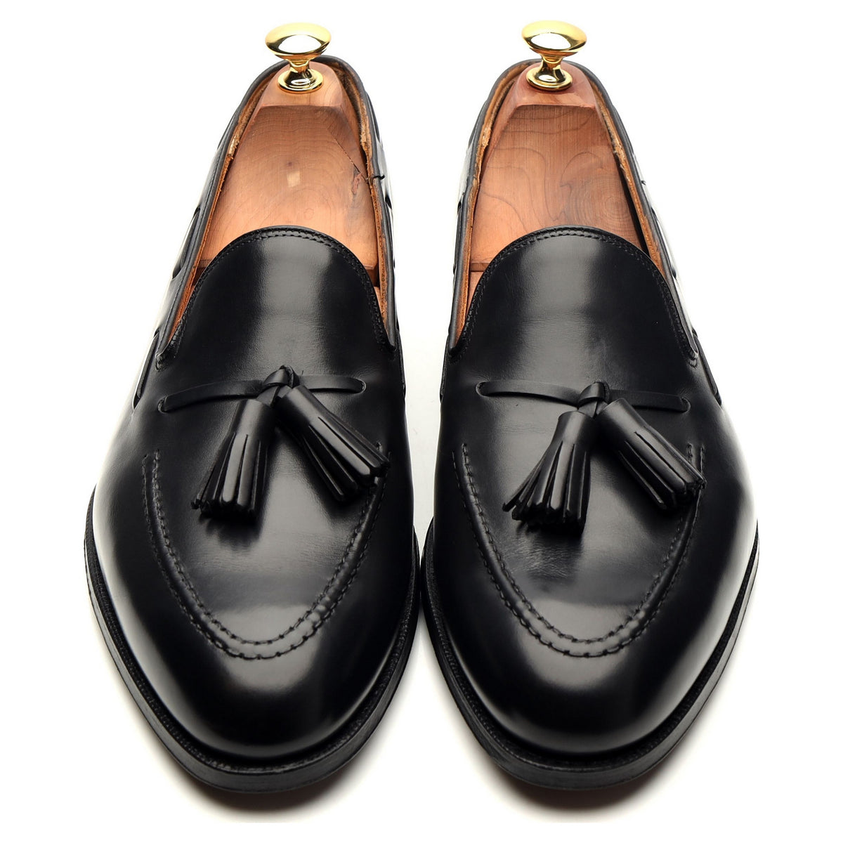 &#39;Vincent 2&#39; Black Leather Tassel Loafers UK 9 E