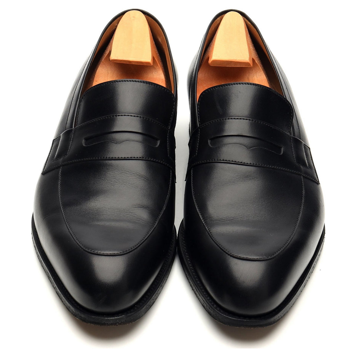 &#39;Eton&#39; Black Leather Loafer 7 E UK 7.5