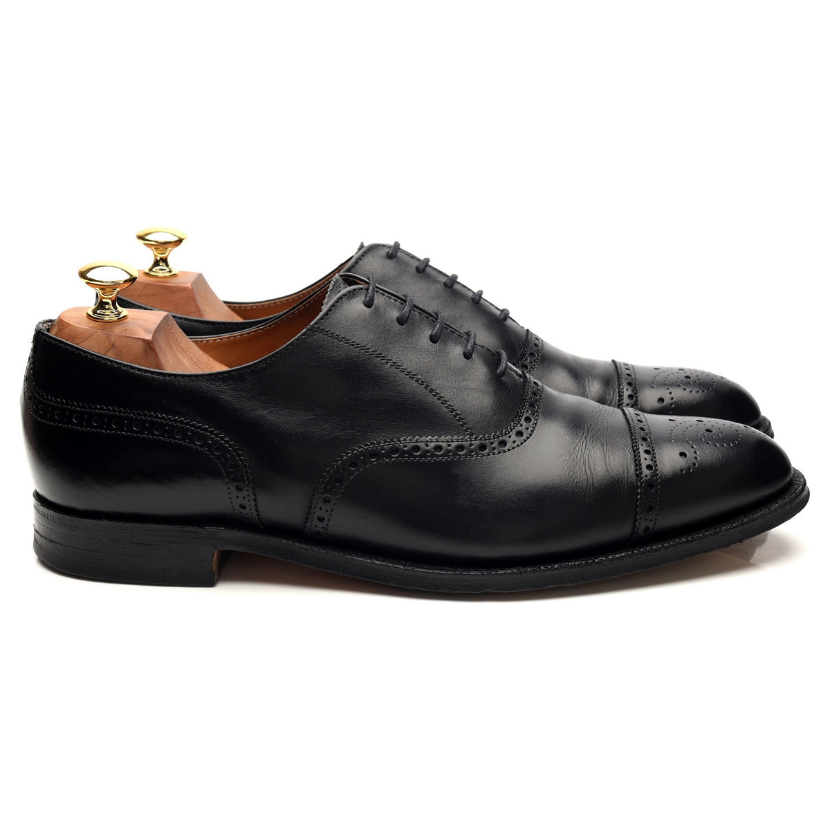 &#39;Yardley&#39; Black Leather Oxford Brogue UK 10.5 F