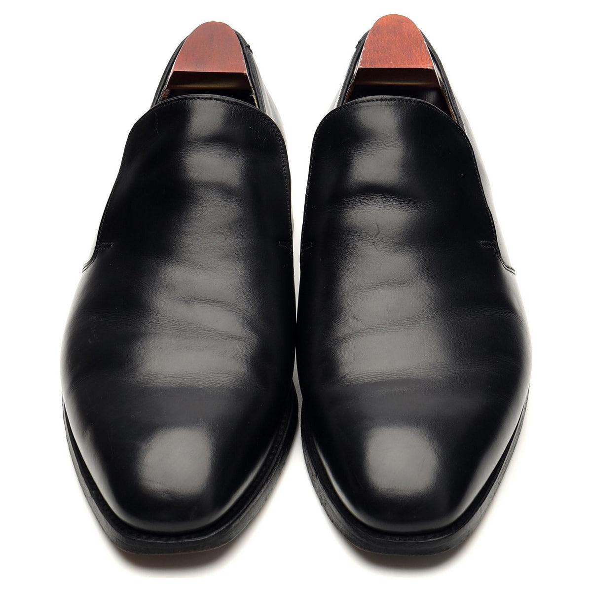 Black Leather Slip On Loafers UK 8 E