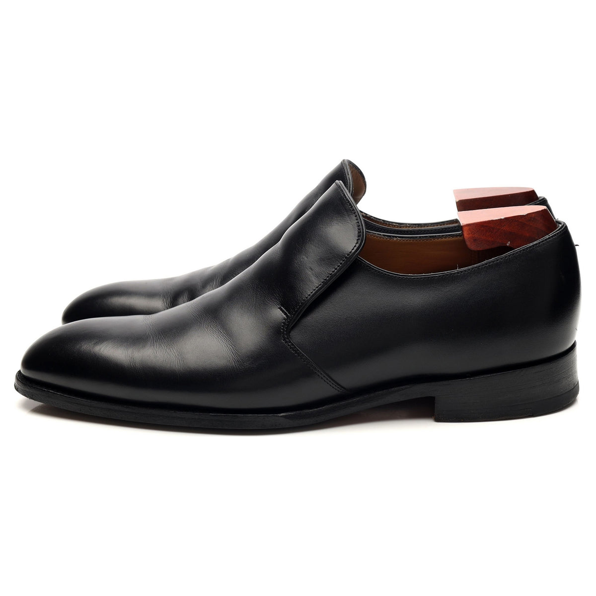 Black Leather Slip On Loafers UK 8 E