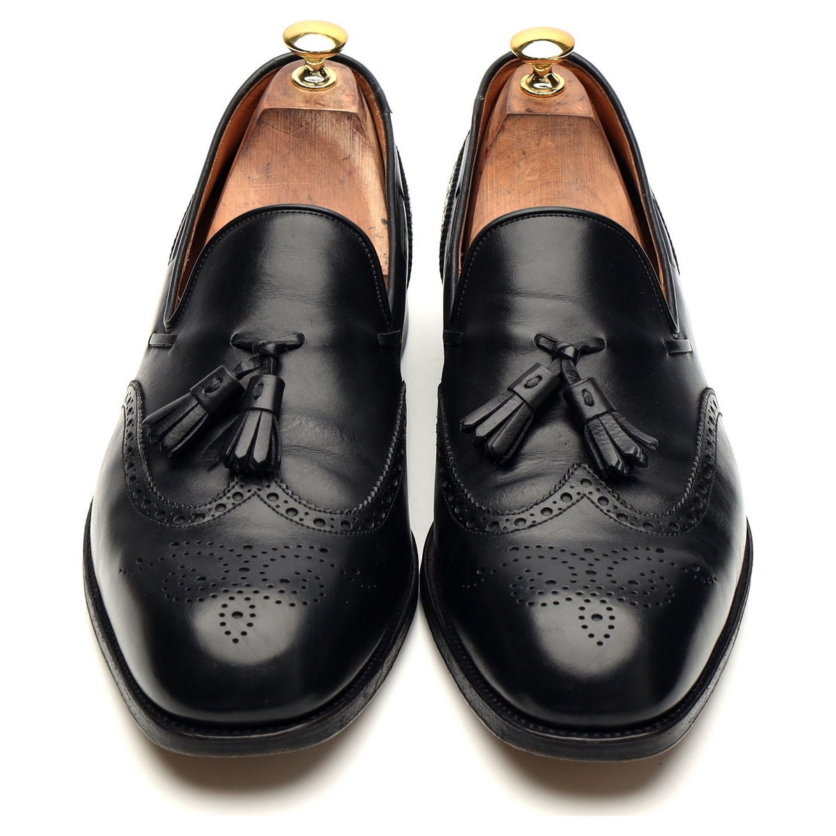 Black Leather Tassel Loafers UK 11 EE