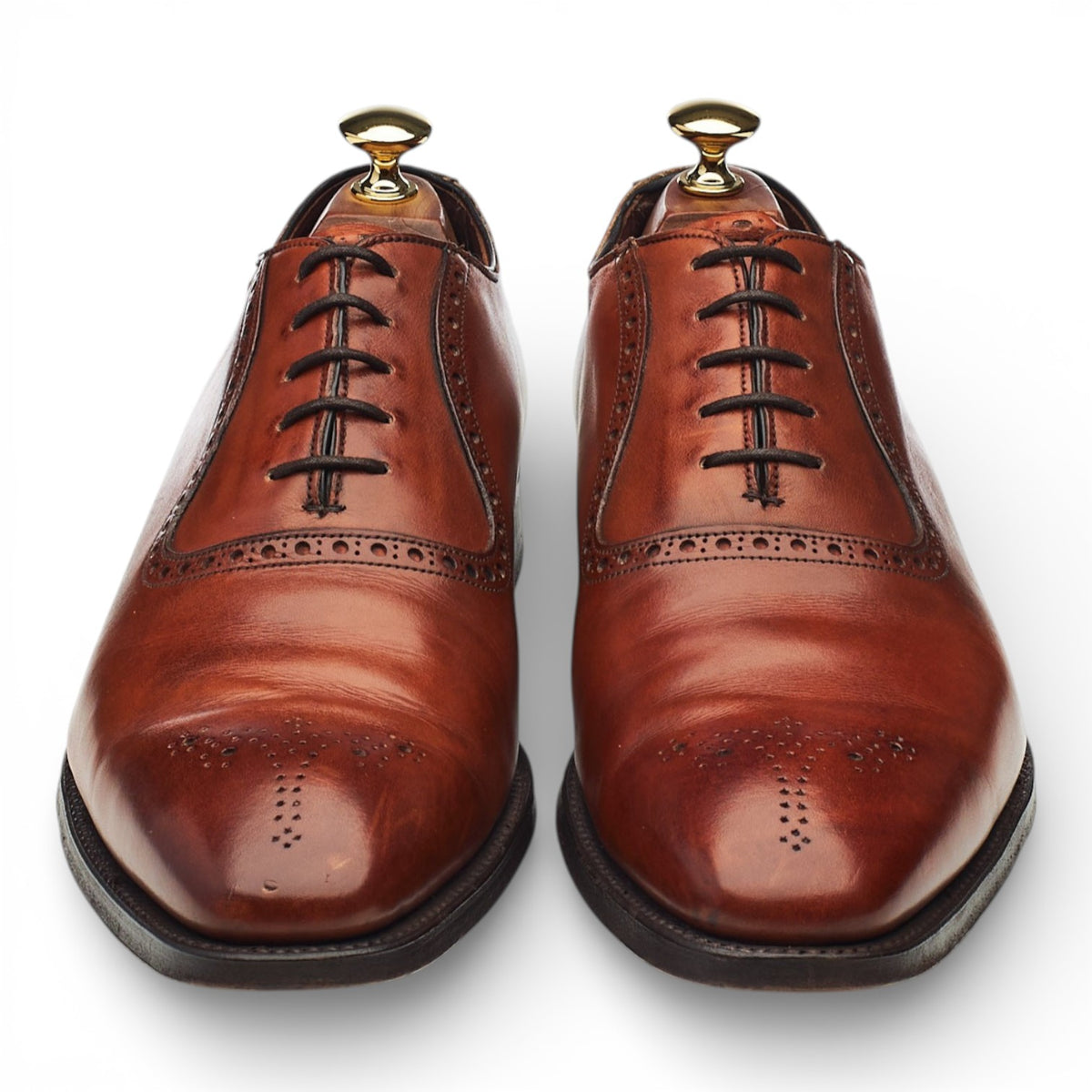 'Daventry' Tan Brown Leather Oxford Semi Brogues UK 9 F