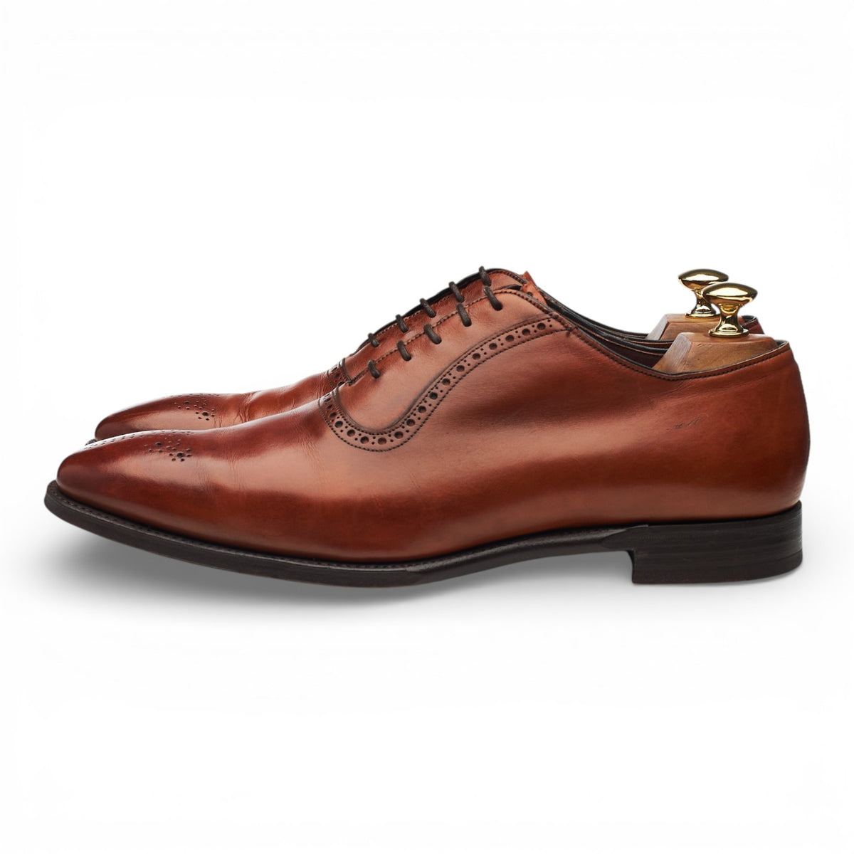 'Daventry' Tan Brown Leather Oxford Semi Brogues UK 9 F