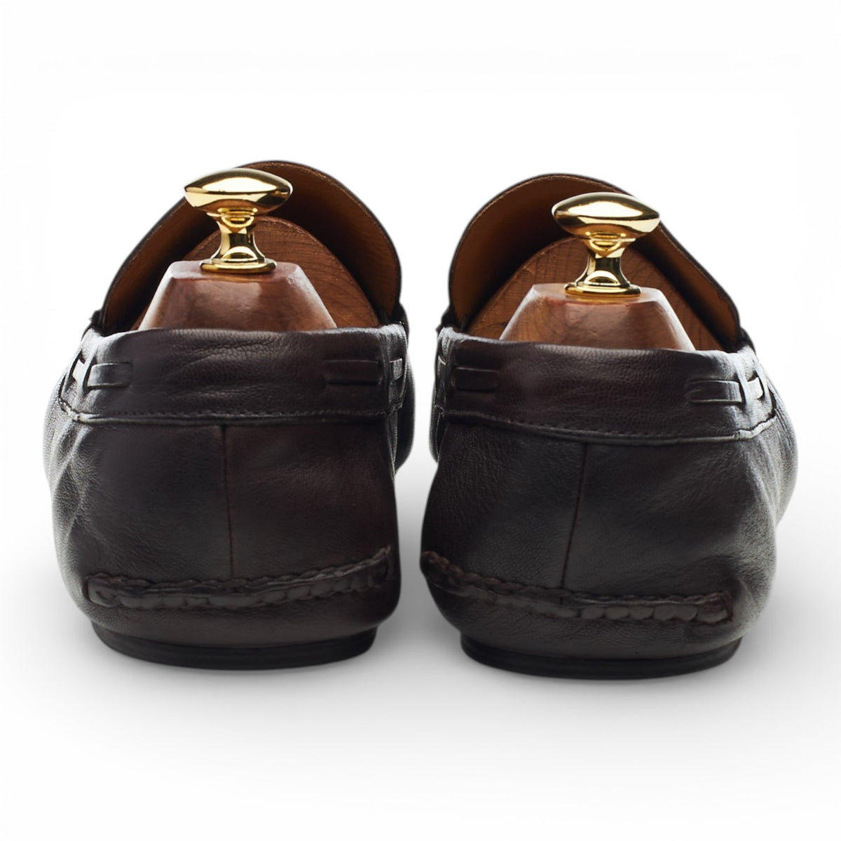 Dark Brown Leather Driving Loafers UK 9.5