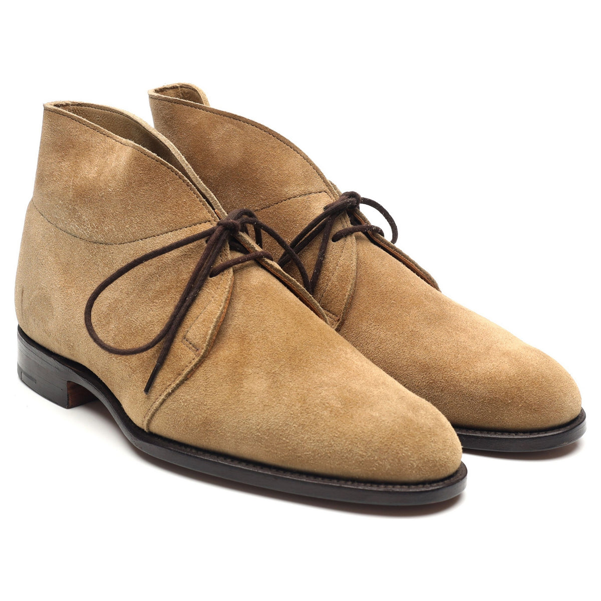 &#39;M7339&#39; Beige Suede Chukka Boots UK 8