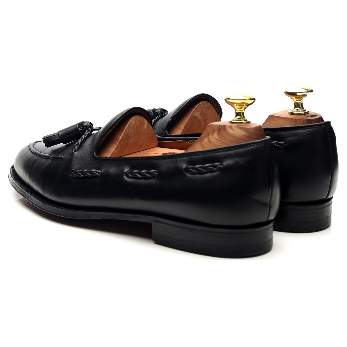 &#39;Millfield&#39; Black Leather Tassel Loafers UK 7 G