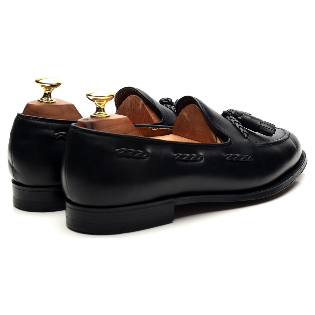 &#39;Millfield&#39; Black Leather Tassel Loafers UK 7 G