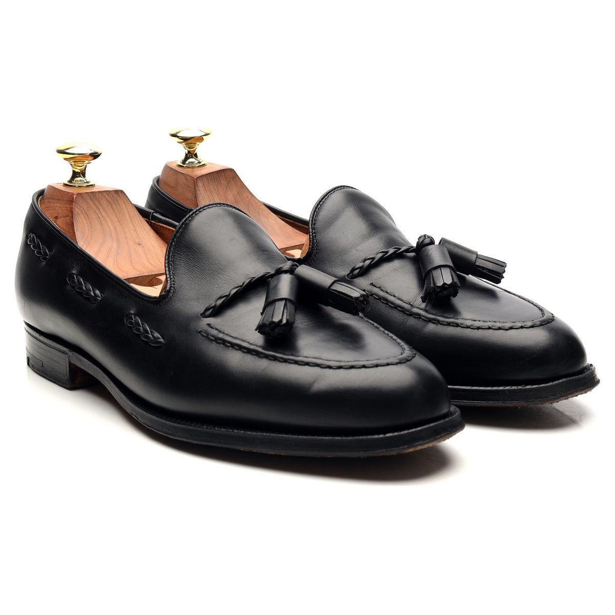 &#39;Millfield&#39; Black Leather Tassel Loafers UK 7 G