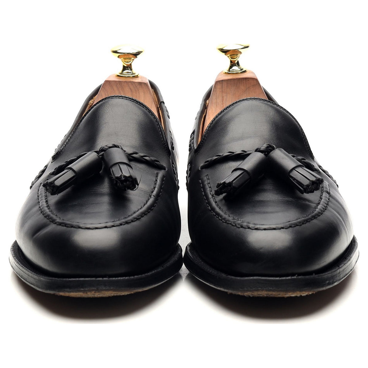 &#39;Millfield&#39; Black Leather Tassel Loafers UK 7 G