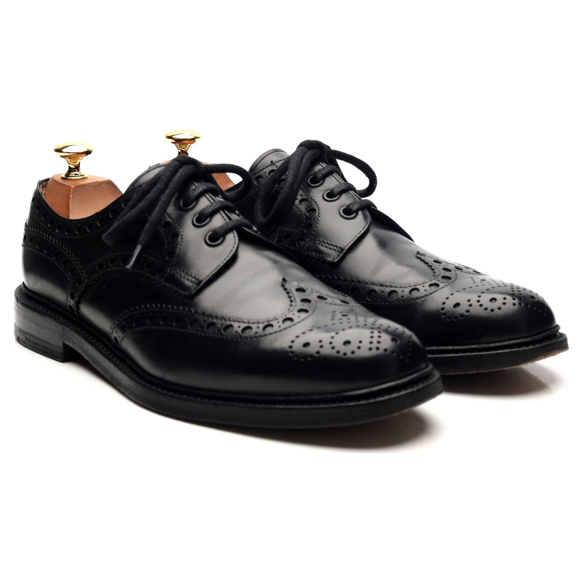 M&amp;S Black Leather Derby Brogues UK 9 F