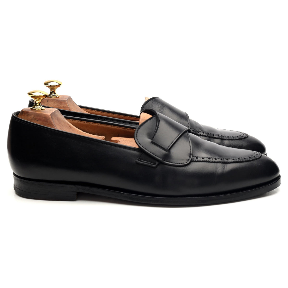 Gieves &amp; Hawkes Black Leather Butterfly Loafers UK 10.5 E