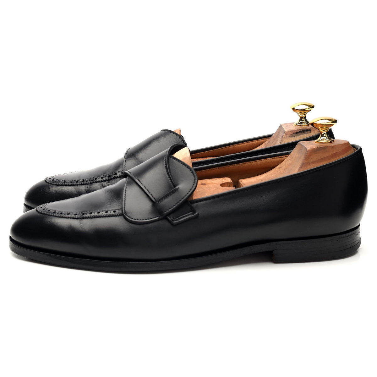 Gieves &amp; Hawkes Black Leather Butterfly Loafers UK 10.5 E