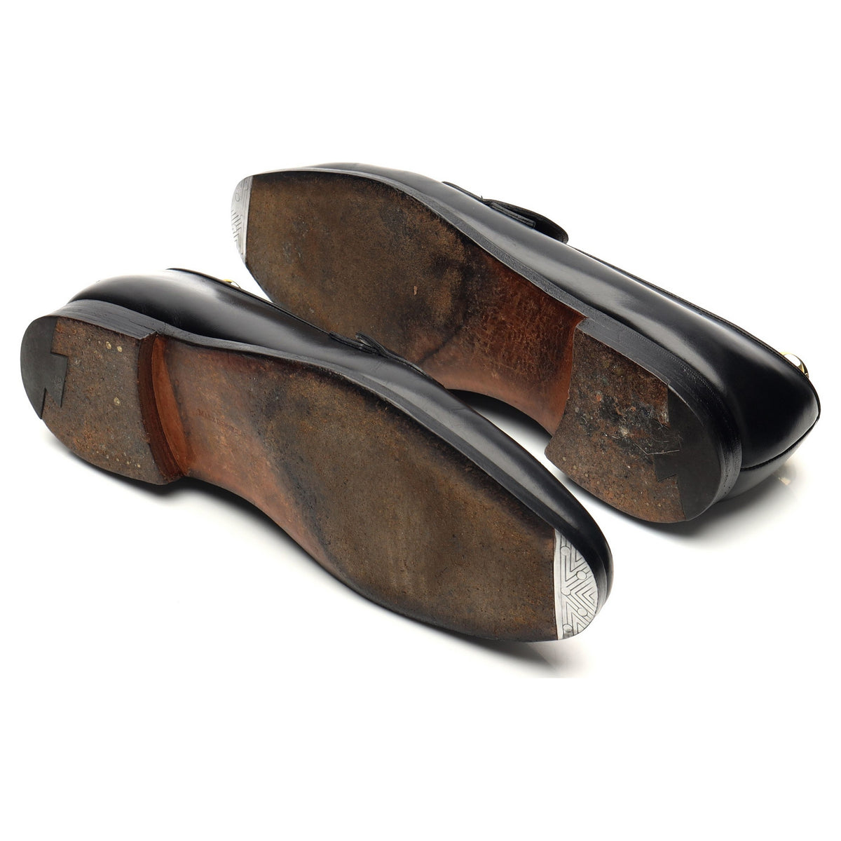 Gieves &amp; Hawkes Black Leather Butterfly Loafers UK 10.5 E