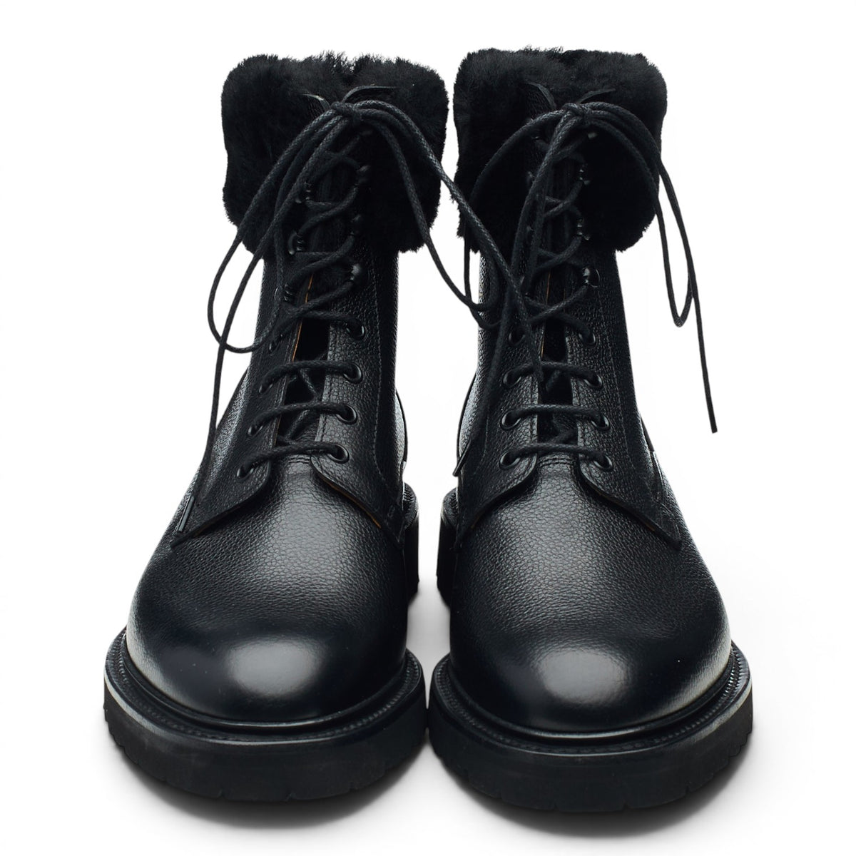 Women's 'Alisa' Black Leather Shearling Boots UK 5.5 C