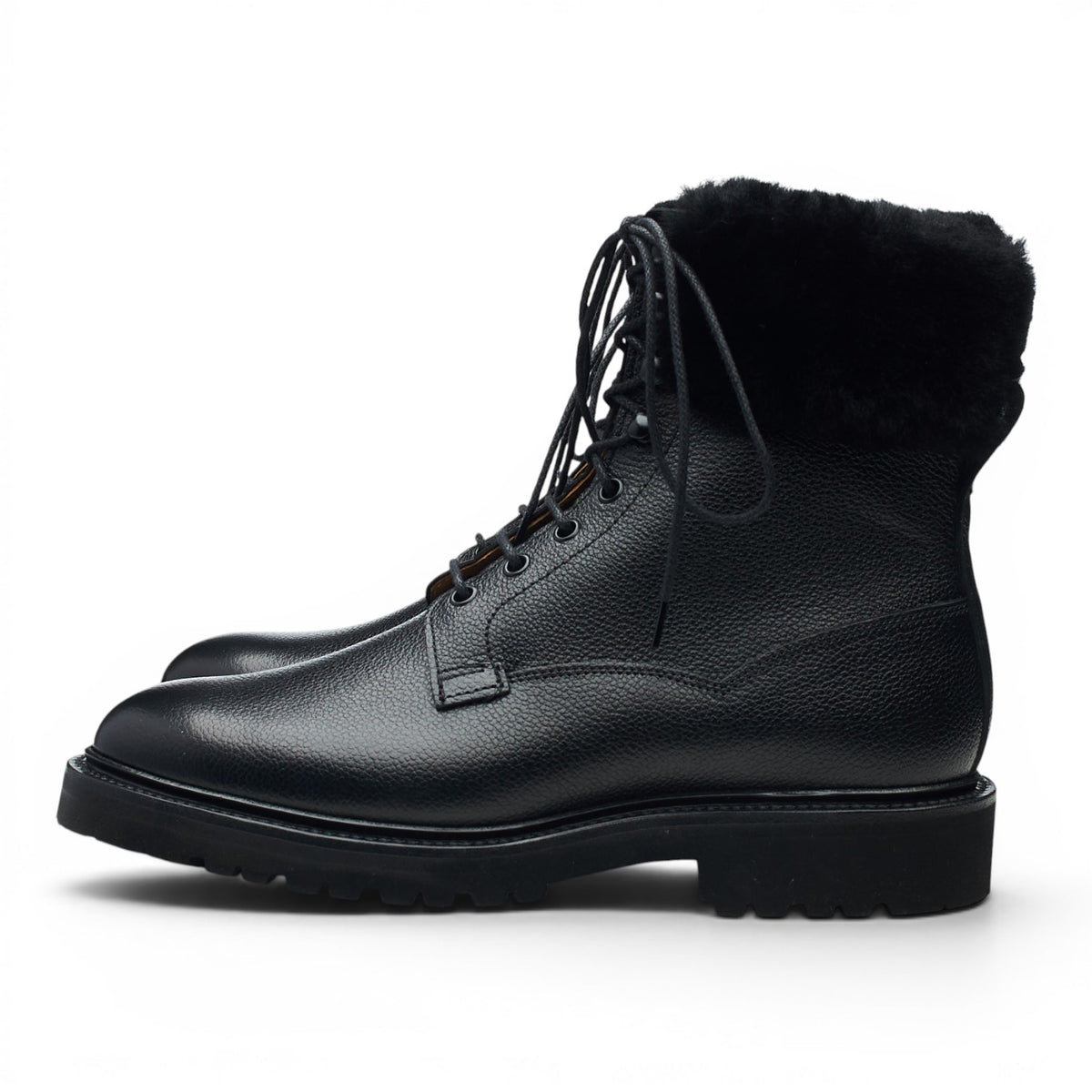 Women's 'Alisa' Black Leather Shearling Boots UK 5.5 C