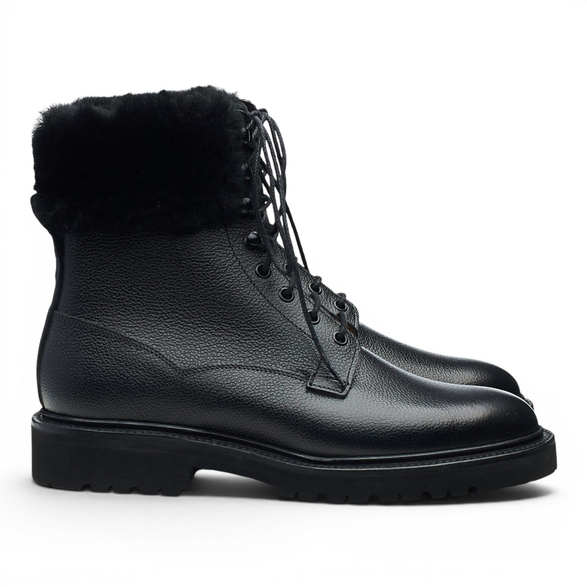 Women's 'Alisa' Black Leather Shearling Boots UK 5.5 C