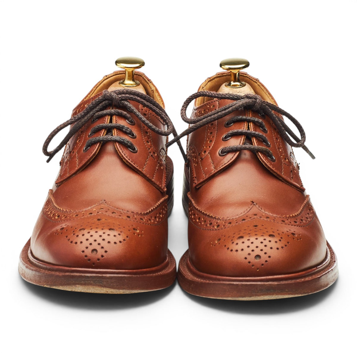 Women's 'Anne' Tan Brown Leather Derby Brogues UK 6