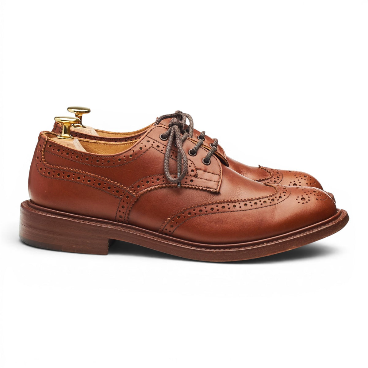Women's 'Anne' Tan Brown Leather Derby Brogues UK 6